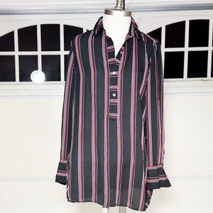 MAC STUDIO LONG SLEEVE STRIPE BLOUSE TOP MEDIUM